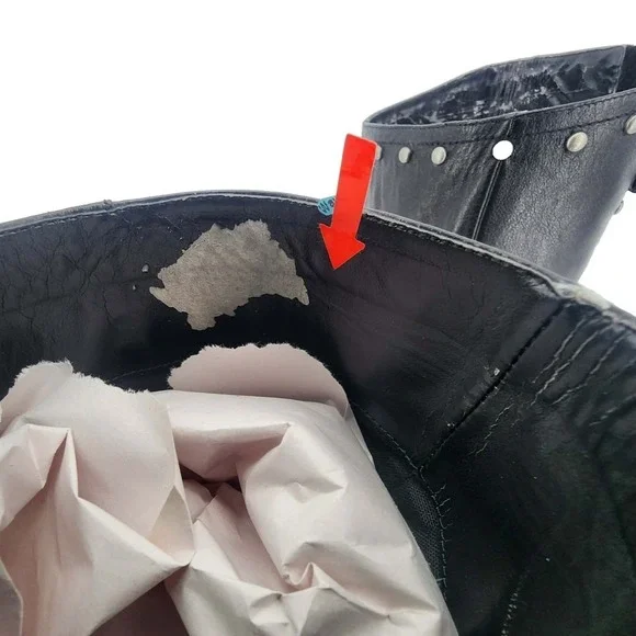 DV BY DOLCE VITA BLACK STUDDED HARNESS Biker Boots Women 9.5 - Picture 5 of 8